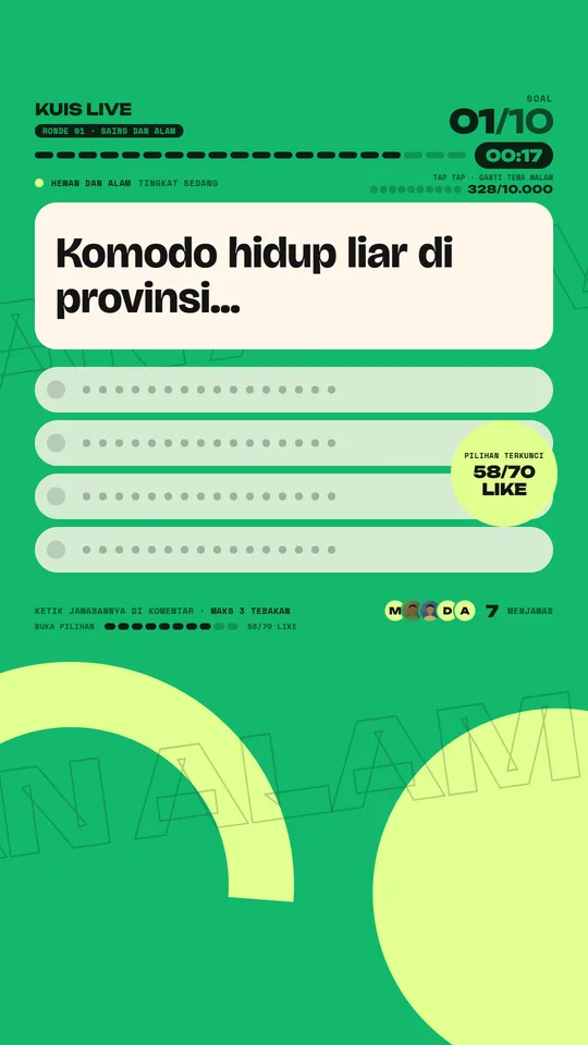 Layar soal tampilan Kinetic Poster
